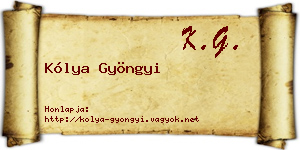 Kólya Gyöngyi névjegykártya
